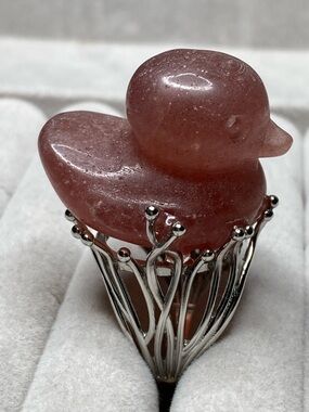 Pink Stone Duck Statement Ring